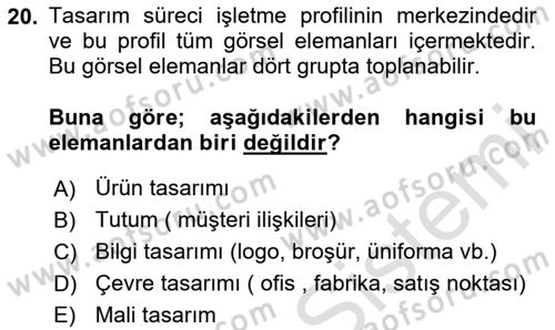 Girişimcilik ve İş Kurma Dersi Ara Sınavı Deneme Sınav Soruları 20. Soru