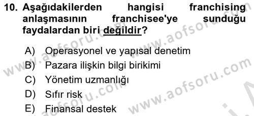 Girişimcilik ve İş Kurma Dersi 2024 - 2025 Yılı (Final) Dönem Sonu Sınav Soruları 10. Soru