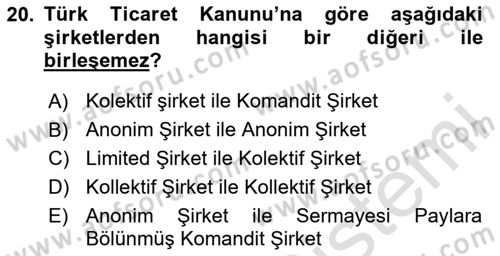 Girişimcilik ve İş Kurma Dersi 2024 - 2025 Yılı (Final) Dönem Sonu Sınav Soruları 20. Soru