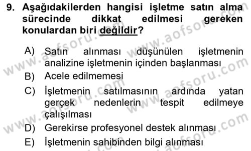 Girişimcilik ve İş Kurma Dersi 2024 - 2025 Yılı (Final) Dönem Sonu Sınav Soruları 9. Soru