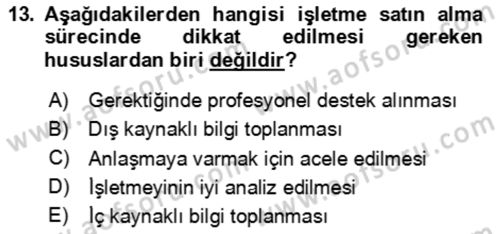 Girişimcilik ve İş Kurma Dersi 2024 - 2025 Yılı Yaz Okulu Sınav Soruları 13. Soru
