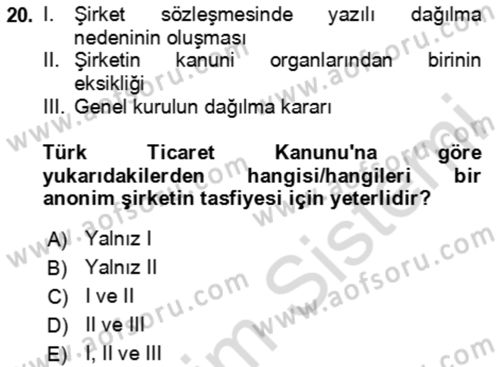 Girişimcilik ve İş Kurma Dersi 2024 - 2025 Yılı Yaz Okulu Sınav Soruları 20. Soru