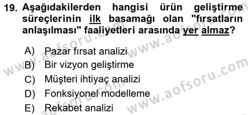 Girişimcilik ve İş Kurma Dersi 2025 - 2026 Yılı (Vize) Ara Sınav Soruları 19. Soru