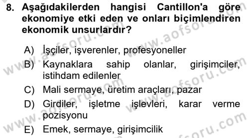 Girişimcilik ve İş Kurma Dersi 2025 - 2026 Yılı (Vize) Ara Sınav Soruları 8. Soru