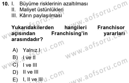 Girişimcilik ve İş Kurma Dersi 2025 - 2026 Yılı (Final) Dönem Sonu Sınav Soruları 10. Soru