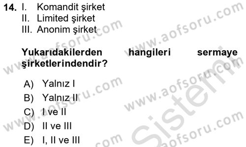 Girişimcilik ve İş Kurma Dersi 2025 - 2026 Yılı (Final) Dönem Sonu Sınav Soruları 14. Soru