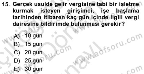 Girişimcilik ve İş Kurma Dersi 2025 - 2026 Yılı (Final) Dönem Sonu Sınav Soruları 15. Soru