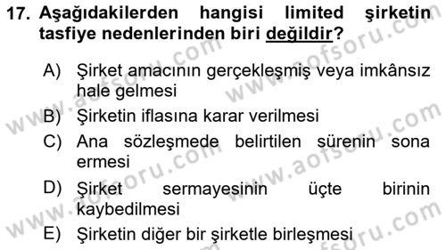 Girişimcilik ve İş Kurma Dersi 2025 - 2026 Yılı (Final) Dönem Sonu Sınav Soruları 17. Soru