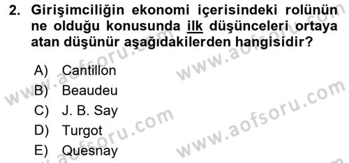 Girişimcilik ve İş Kurma Dersi 2025 - 2026 Yılı (Final) Dönem Sonu Sınav Soruları 2. Soru