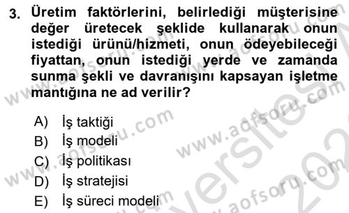 Girişimcilik ve İş Kurma Dersi 2025 - 2026 Yılı (Final) Dönem Sonu Sınav Soruları 3. Soru