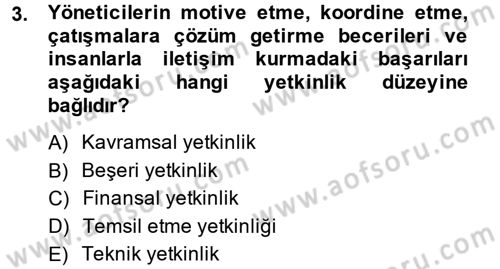 İşletme Yönetimi Dersi 2014 - 2015 Yılı (Vize) Ara Sınavı 3. Soru