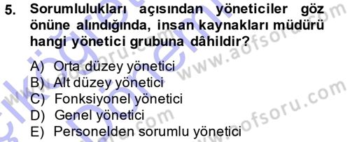 İşletme Yönetimi Dersi 2014 - 2015 Yılı (Vize) Ara Sınavı 5. Soru