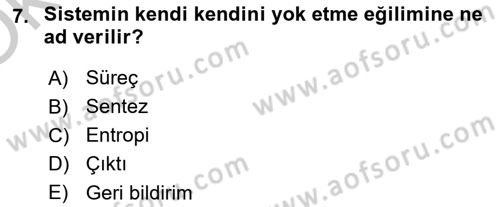 İşletme Yönetimi Dersi 2018 - 2019 Yılı Yaz Okulu Sınav Soruları 7. Soru