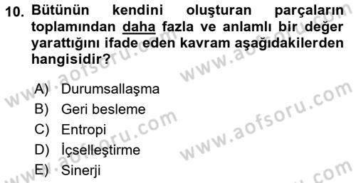 İşletme Yönetimi Dersi 2021 - 2022 Yılı Yaz Okulu Sınav Soruları 10. Soru