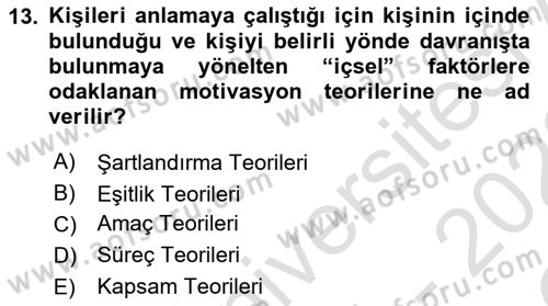 İşletme Yönetimi Dersi 2021 - 2022 Yılı Yaz Okulu Sınav Soruları 13. Soru