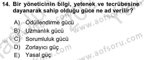 İşletme Yönetimi Dersi 2021 - 2022 Yılı Yaz Okulu Sınav Soruları 14. Soru