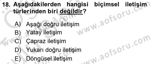 İşletme Yönetimi Dersi 2021 - 2022 Yılı Yaz Okulu Sınav Soruları 18. Soru