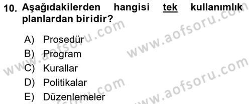 İşletme Yönetimi Dersi 2022 - 2023 Yılı Yaz Okulu Sınav Soruları 10. Soru