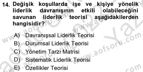 İşletme Yönetimi Dersi 2022 - 2023 Yılı Yaz Okulu Sınav Soruları 14. Soru