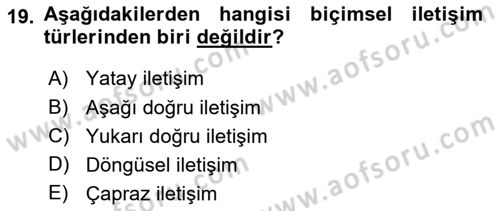 İşletme Yönetimi Dersi 2022 - 2023 Yılı Yaz Okulu Sınav Soruları 19. Soru