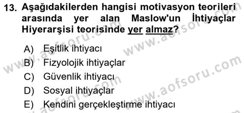 İşletme Yönetimi Dersi 2023 - 2024 Yılı Yaz Okulu Sınav Soruları 13. Soru