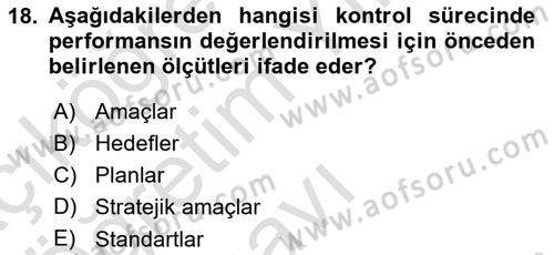 İşletme Yönetimi Dersi 2023 - 2024 Yılı Yaz Okulu Sınav Soruları 18. Soru
