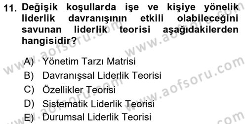 İşletme Yönetimi Dersi 2024 - 2025 Yılı Yaz Okulu Sınav Soruları 11. Soru