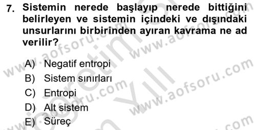 İşletme Yönetimi Dersi 2024 - 2025 Yılı Yaz Okulu Sınav Soruları 7. Soru