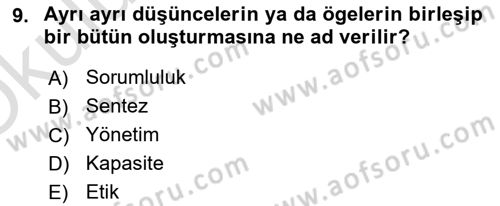 İşletme Yönetimi Dersi 2024 - 2025 Yılı Yaz Okulu Sınav Soruları 9. Soru