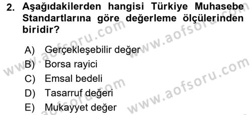 Dönemsonu İşlemleri Dersi 2016 - 2017 Yılı (Vize) Ara Sınavı 2. Soru