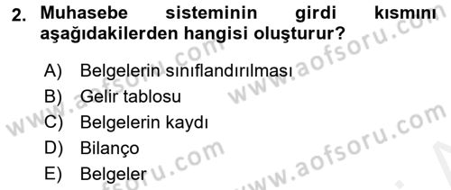 Dönemsonu İşlemleri Dersi 2018 - 2019 Yılı (Vize) Ara Sınav Soruları 2. Soru