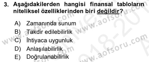 Dönemsonu İşlemleri Dersi 2018 - 2019 Yılı (Vize) Ara Sınav Soruları 3. Soru