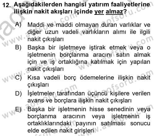 Dönemsonu İşlemleri Dersi 2018 - 2019 Yılı Yaz Okulu Sınav Soruları 12. Soru
