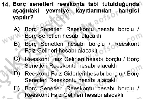 Dönemsonu İşlemleri Dersi 2018 - 2019 Yılı Yaz Okulu Sınav Soruları 14. Soru