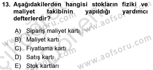 Dönemsonu İşlemleri Dersi Ara Sınavı Deneme Sınav Soruları 13. Soru