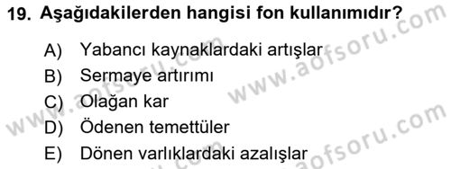 Dönemsonu İşlemleri Dersi 2021 - 2022 Yılı (Final) Dönem Sonu Sınav Soruları 19. Soru