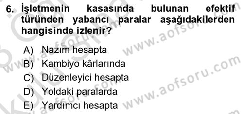 Dönemsonu İşlemleri Dersi 2022 - 2023 Yılı Yaz Okulu Sınavı 6. Soru