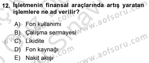 Dönemsonu İşlemleri Dersi 2024 - 2025 Yılı (Final) Dönem Sonu Sınav Soruları 12. Soru