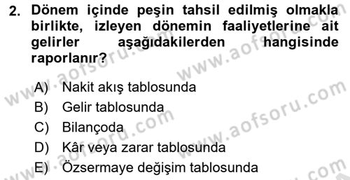 Dönemsonu İşlemleri Dersi 2024 - 2025 Yılı Yaz Okulu Sınav Soruları 2. Soru