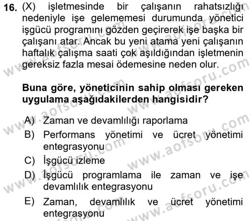 İşletme Bilgi Sistemleri Dersi 2017 - 2018 Yılı (Final) Dönem Sonu Sınav Soruları 16. Soru