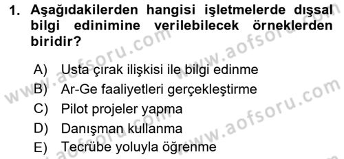 İşletme Bilgi Sistemleri Dersi 2018 - 2019 Yılı Yaz Okulu Sınav Soruları 1. Soru