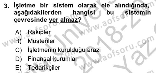 İşletme Bilgi Sistemleri Dersi 2018 - 2019 Yılı Yaz Okulu Sınav Soruları 3. Soru