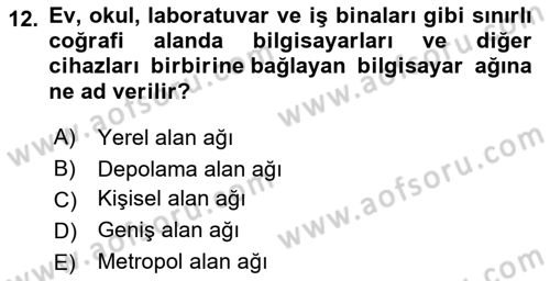İşletme Bilgi Sistemleri Dersi 2020 - 2021 Yılı Yaz Okulu Sınavı 12. Soru