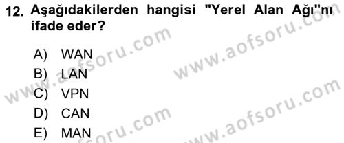 İşletme Bilgi Sistemleri Dersi 2022 - 2023 Yılı (Final) Dönem Sonu Sınavı 12. Soru