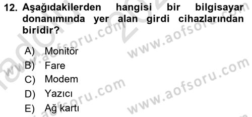 İşletme Bilgi Sistemleri Dersi 2024 - 2025 Yılı (Vize) Ara Sınav Soruları 12. Soru