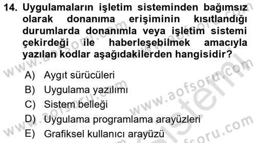 İşletme Bilgi Sistemleri Dersi 2024 - 2025 Yılı (Vize) Ara Sınavı 14. Soru