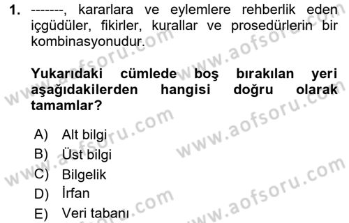 İşletme Bilgi Sistemleri Dersi 2025 - 2026 Yılı (Vize) Ara Sınav Soruları 1. Soru