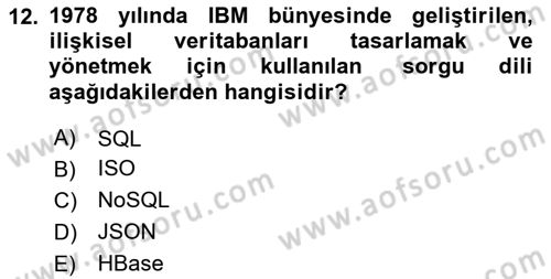 İşletme Bilgi Sistemleri Dersi 2025 - 2026 Yılı (Vize) Ara Sınav Soruları 12. Soru