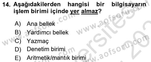 İşletme Bilgi Sistemleri Dersi 2025 - 2026 Yılı (Vize) Ara Sınav Soruları 14. Soru