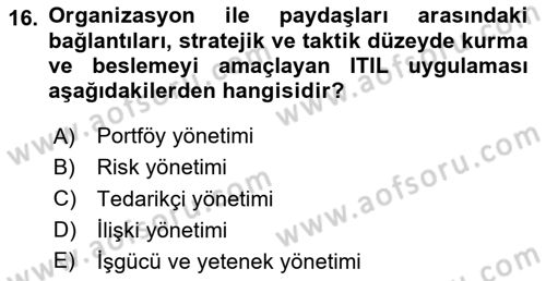 İşletme Bilgi Sistemleri Dersi 2025 - 2026 Yılı (Vize) Ara Sınav Soruları 16. Soru